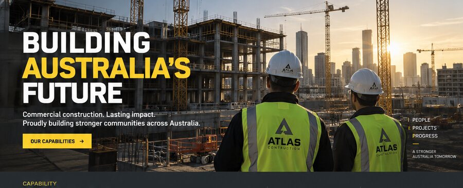 Atlas Construction hero section close-up