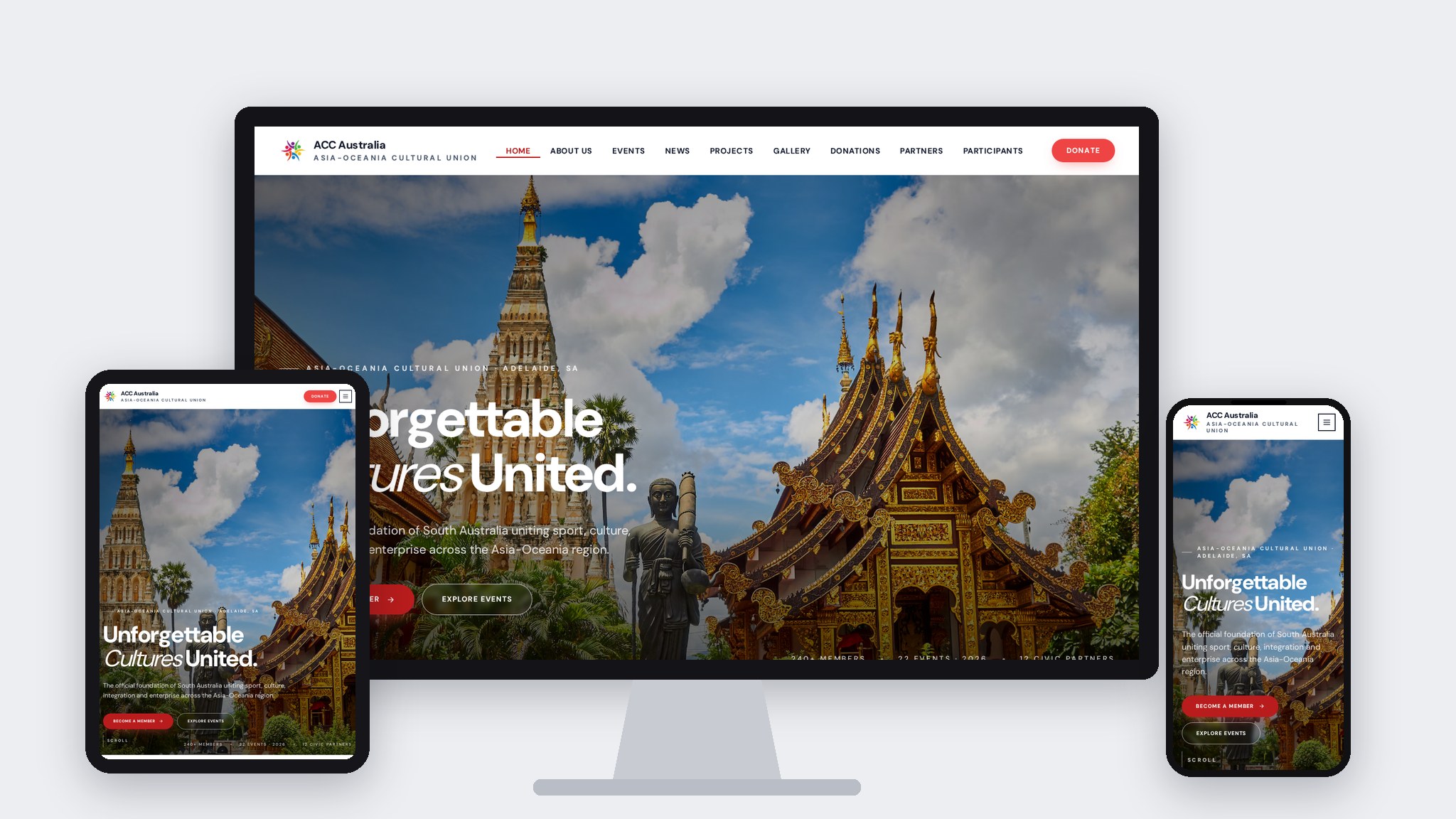 ACC Australia website on desktop, tablet and phone