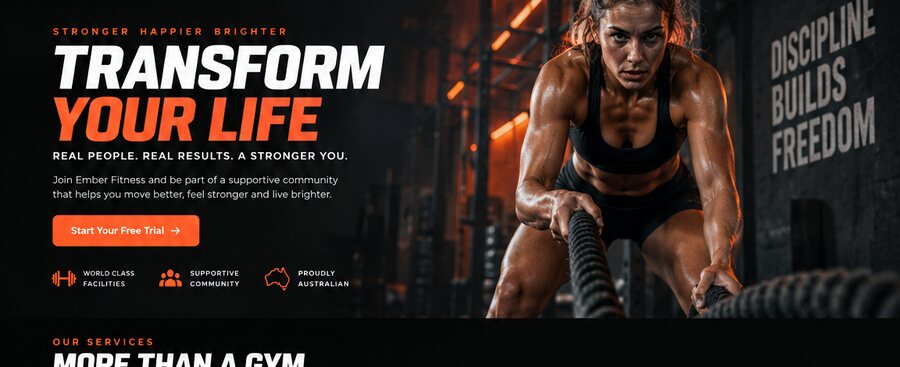 Ember Fitness hero section close-up