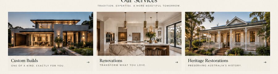 Heritage Homes services section close-up