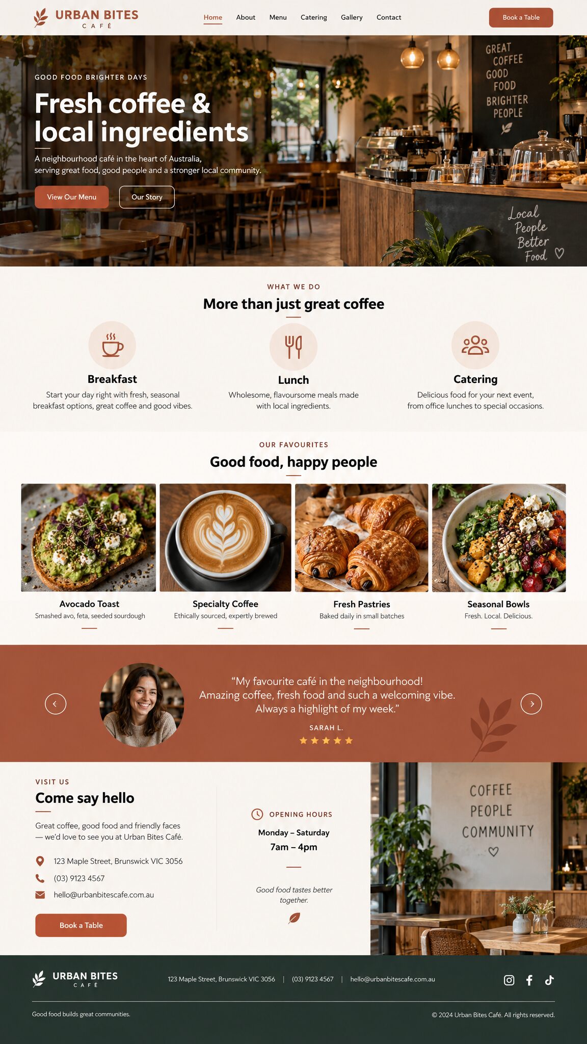 Full-length Urban Bites Café homepage design